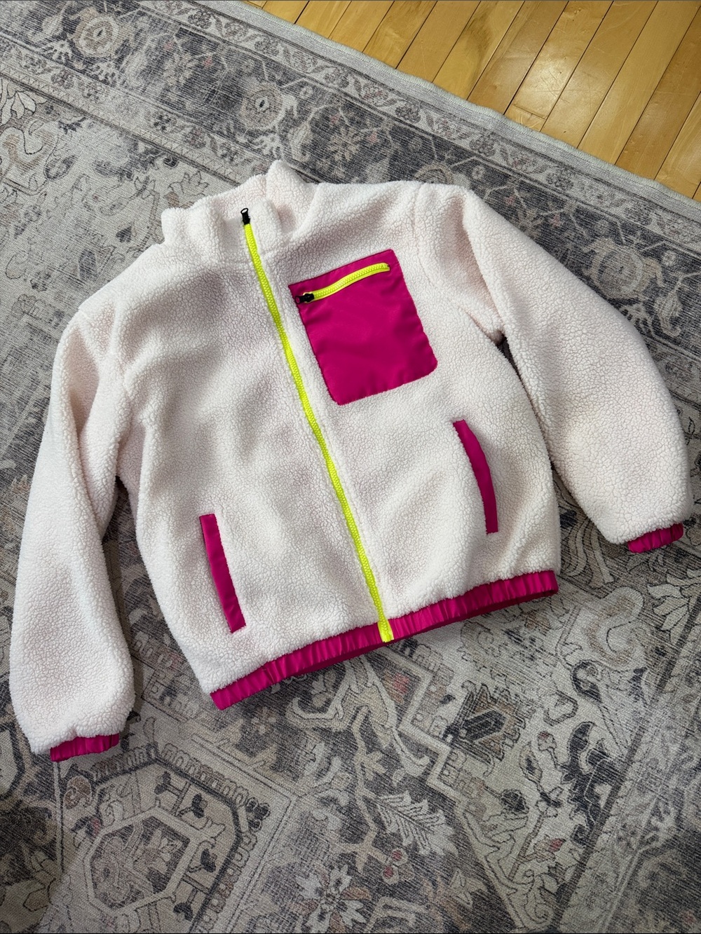 Cozy Sherpa Jacket with Hot Pink Accents